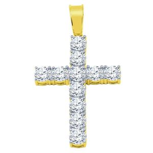 Iced Out 925 Sterling Silber Tennis Pendnat - 5mm Zirconia gold - Uni vyobraziť