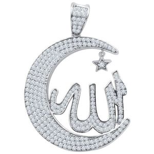Iced Out 925 Sterling Silver Micro Pave Pendant - Hilal Crescent Moon - Uni vyobraziť