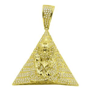 Iced Out 925 Sterling Silver 3D Pendant - Egyptian Pyramid gold - Uni vyobraziť