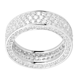 Iced Out Sterling 925 Silver Pave Ring - THREE CZ LINES - 10 vyobraziť