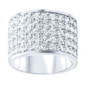 Iced Out Sterling Silver STAR Ring - 5 Row Cubic Zirconia - 10 vyobraziť