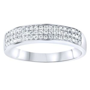 Iced Out Sterling 925 Silver Pave Ring - Three Lines Pave - 5 vyobraziť