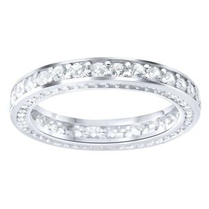 Iced Out Sterling 925 Silver Pave Ring - Eternity Zirconia Band - 10 vyobraziť
