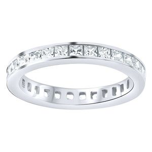Iced Out Sterling 925 Silver Eternity Ring - Channel Princess Cut - 10 vyobraziť