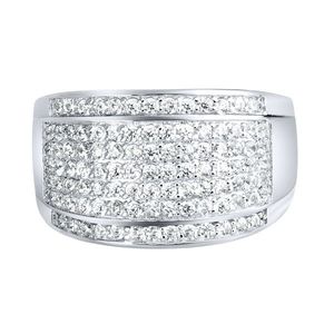 Iced Out Sterling 925 Silver Pave Ring - ROUND ICE - 10 vyobraziť