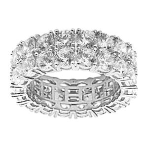 Iced Out Sterling 925er Silber Micro Pave Ring - DOUBLE ROW - 10 vyobraziť