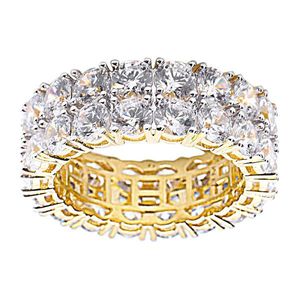 Iced Out Sterling 925er Silber Micro Pave Ring - DOUBLE ROW Gold - 10 vyobraziť