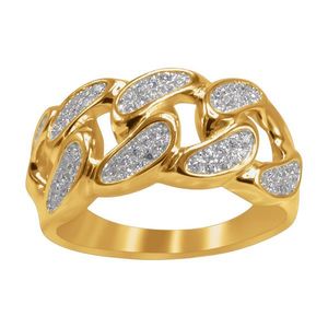 Iced Out Sterling 925er Silber Micro Pave Ring - CUBAN LINK Gold - 10 vyobraziť