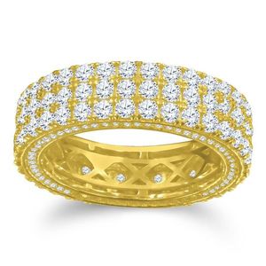Iced Out Sterling 925er Silber Micro Pave Ring - SIDE CZ gold - 7 vyobraziť