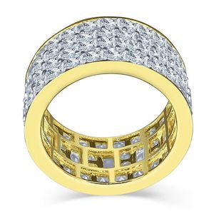 Iced Out Sterling 925er Silber Micro Pave Ring - INVISIBLE ROWS Gold - 10 vyobraziť