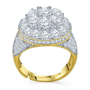 Iced Out Sterling 925er Silber Micro Pave Ring - ANGELIC Gold - 10 vyobraziť