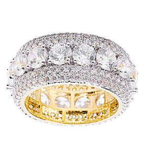 Iced Out Sterling 925er Silber Micro Pave Ring - BRIM Gold - 10 vyobraziť