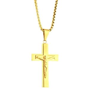 Iced Out Stainless Steel Pendant Chain - Jesus Cross gold - Uni vyobraziť