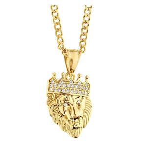 Iced Out Stainless Steel Pendant Chain - Mini LION KING gold - Uni vyobraziť