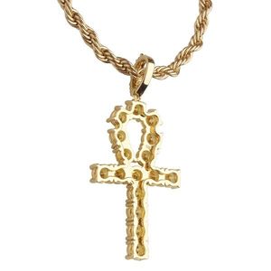 Iced Out Bling Ankh Pendant - Zirconia Cross gold - Uni vyobraziť