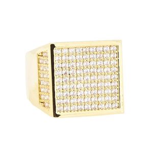 Iced Out Bling Hip Hop Designer Ring - CUBE 15mm gold - 10 vyobraziť