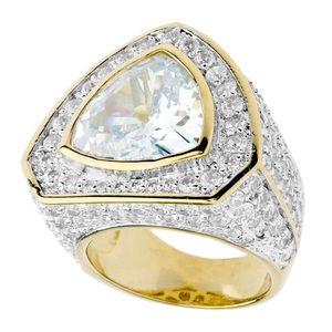 Iced Out Bling Micro Pave Ring - TRILLION Gold Silver - 10 vyobraziť