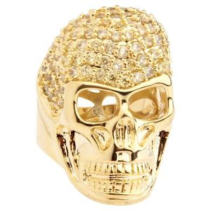 Iced Out Bling Micro Pave Ring - 3D SKULL Gold - 11 vyobraziť