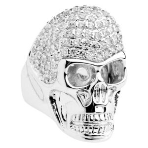Iced Out Bling Micro Pave Ring - 3D SKULL Silver - 10 vyobraziť