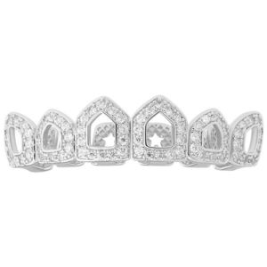 Iced Out One size fits all Top Grillz - CUBIC ZIRCONIA open, silver - Uni vyobraziť