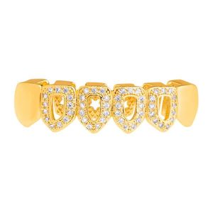 Iced Out One size fits all Bottom Grillz - CUBIC ZIRCONIA open, gold - Uni vyobraziť