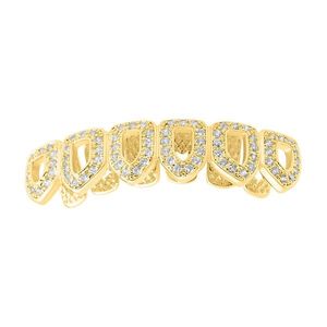 Iced Out One size fits all Bottom Grillz - CUBIC ZIRCONIA open, gold - Uni vyobraziť