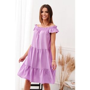 Oversize, fialové šaty s lodičkovým výstrihom vyobraziť
