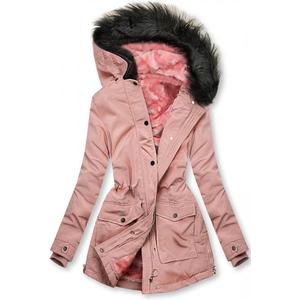 Ružová bunda zateplená plyšom vyobraziť