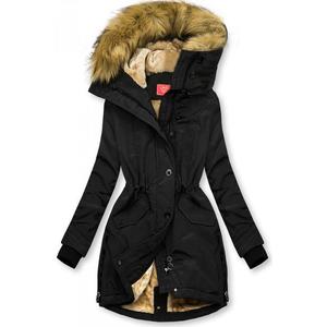 Čierna zimná bunda s vysokým golierom vyobraziť