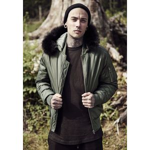 Urban Classics Hooded Basic Bomber Jacket olive - L vyobraziť