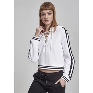 Urban Classics Ladies Short Lace Up Hoody white/black - L vyobraziť