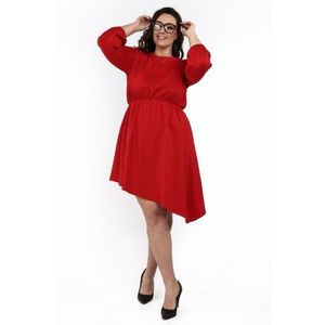 Asymetrické štýlové šaty s okrúhlym výstrihom, červené vyobraziť