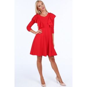 Červené krátke dámske šaty s volánmi vyobraziť