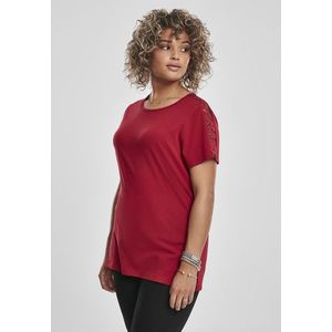 Urban Classics Ladies Lace Shoulder Striped Tee burgundy - 3XL vyobraziť