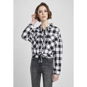 Urban Classics Ladies Short Oversized Check Shirt black/white - 4XL vyobraziť
