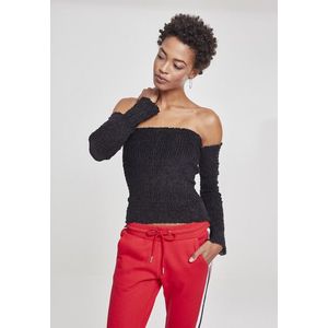 Urban Classics Ladies Velvet Cold Shoulder Smoke L/S black - M vyobraziť