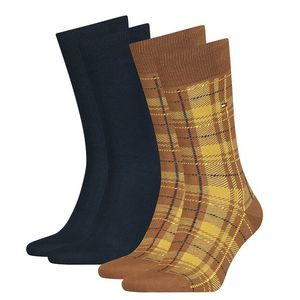 TOMMY HILFIGER - 2PACK tartan dark yellow ponožky -43-46 vyobraziť