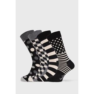 4 PACK ponožiek Happy Socks Black and White vyobraziť