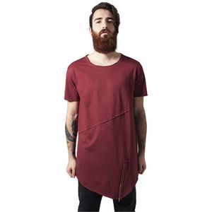 Pánske tričko URBAN CLASSICS Long Open Edge Front Zip burgundy Veľkosť: XL, Pohlavie: pánske vyobraziť