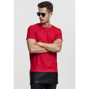 Pánske tričko URBAN CLASSICS Long Zipped Leather Imitation Bottom red/blk Veľkosť: XL, Pohlavie: pánske vyobraziť