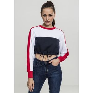 Dámska mikina Urban Classics Cropped 3-Tone Stripe biela modrá Veľkosť: XL, Pohlavie: dámske vyobraziť