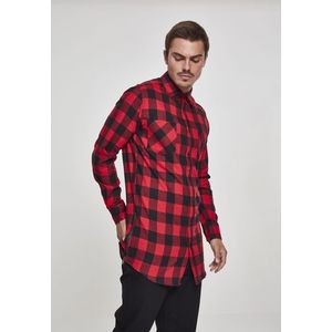 Pánska košeľa URBAN CLASSICS Side-Zip Long Checked Flanell Shirt blk/red Veľkosť: L, Pohlavie: pánske vyobraziť