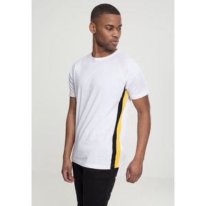 Pánske tričko URBAN CLASSICS Raglan Side Stripe Tee white/black/yellow Veľkosť: XL, Pohlavie: pánske vyobraziť