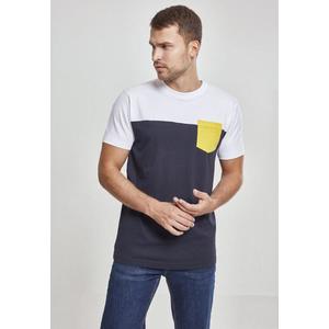Pánske tričko URBAN CLASSICS 3-Tone Pocket Tee nvy/wht/chromeyellow Veľkosť: XL, Pohlavie: pánske vyobraziť