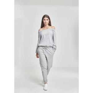 Dámsky overal URBAN CLASSICS Ladies Cold Shoulder Terry Jumpsuit šedý Veľkosť: XL, Pohlavie: dámske vyobraziť