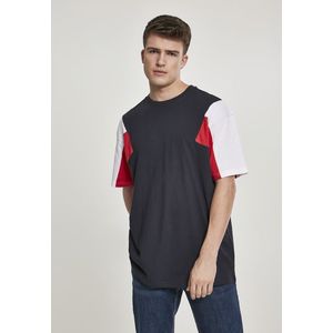 Pánske tričko URBAN CLASSICS 3-Tone Tee navy/white/fire red Veľkosť: S, Pohlavie: pánske vyobraziť