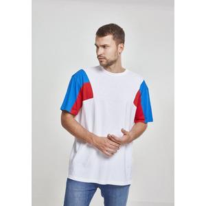 Pánske tričko URBAN CLASSICS 3-Tone Tee wht/brightblue/firered Veľkosť: XL, Pohlavie: pánske vyobraziť