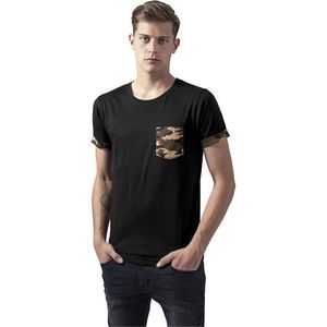 Pánske tričko URBAN CLASSICS Camo Contrast Pocket Tee wood camo Veľkosť: XL, Pohlavie: pánske vyobraziť