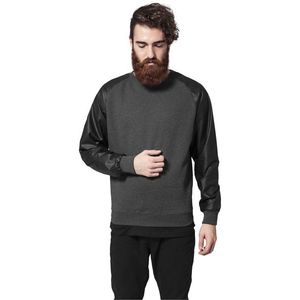 Pánska mikina Urban Classics Raglan Leather Imitation cha/blk Veľkosť: XL, Pohlavie: pánske vyobraziť