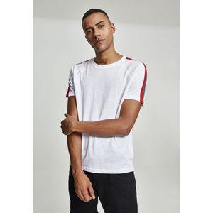 Pánske tričko URBAN CLASSICS Stripe Shoulder Raglan Tee white/firered/green Veľkosť: XL, Pohlavie: pánske vyobraziť